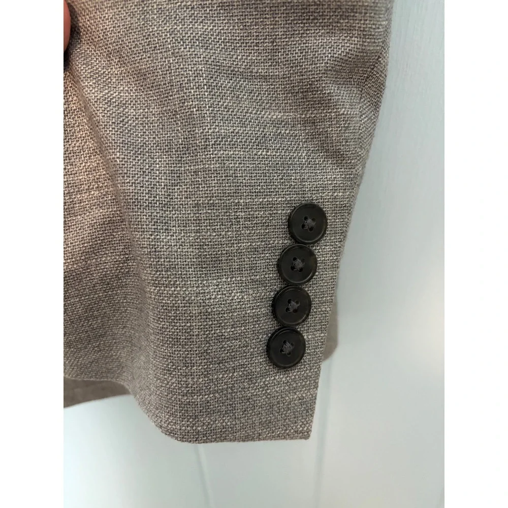 Van Heusen Flex Mens Slim Fit Blazer Gray Textured Sport Coat 46R Stretch Linen